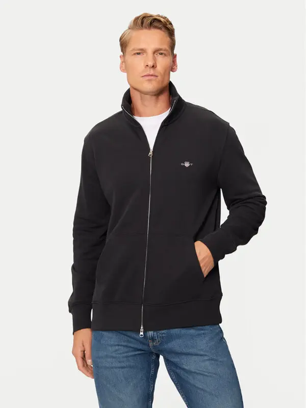 Gant Gant Majica dugih rukava Shield 2008006 Crna Regular Fit