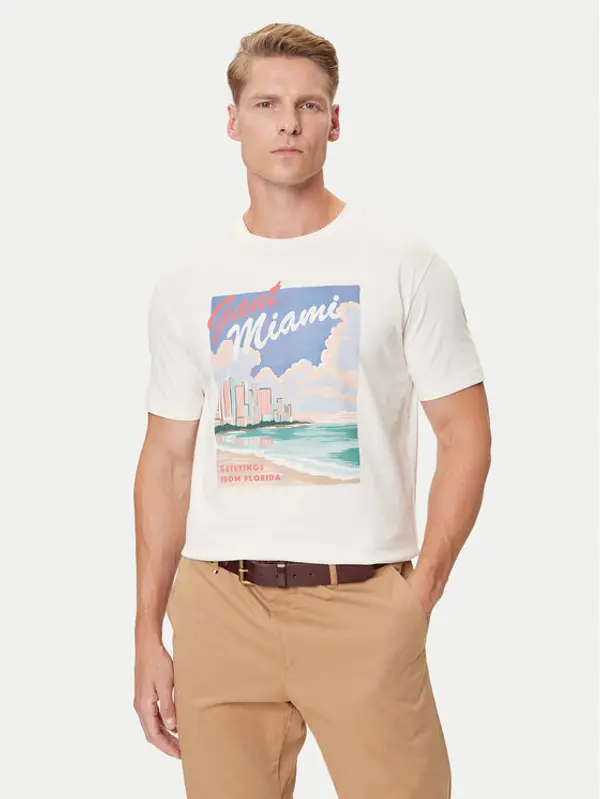 Gant Gant T-shirt 2003341 Écru Regular Fit