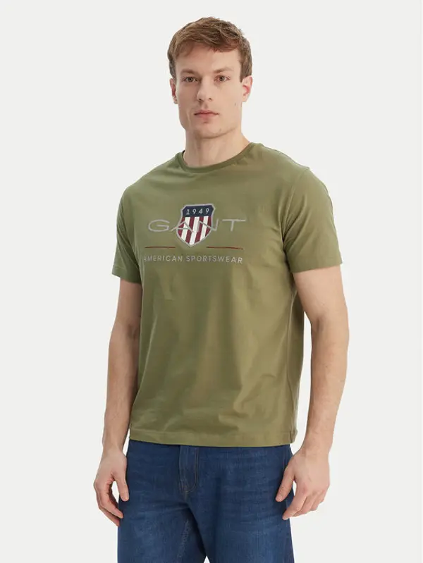 Gant Gant T-shirt Archive Shield 2003199 Zelena Regular Fit