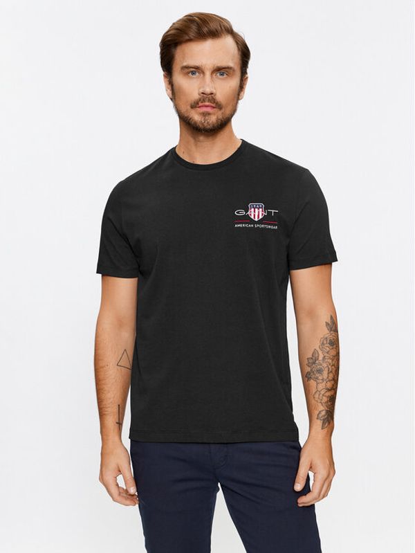 Gant Gant T-shirt Reg Archive Shield Emb Ss 2067004 Crna Regular Fit