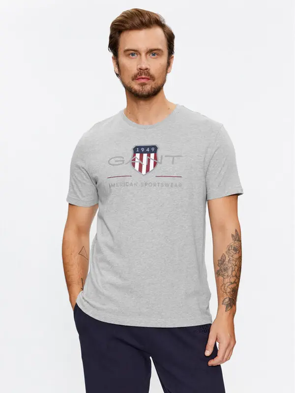Gant Gant T-shirt Reg Archive Shield Ss 2003199 Siva Regular Fit