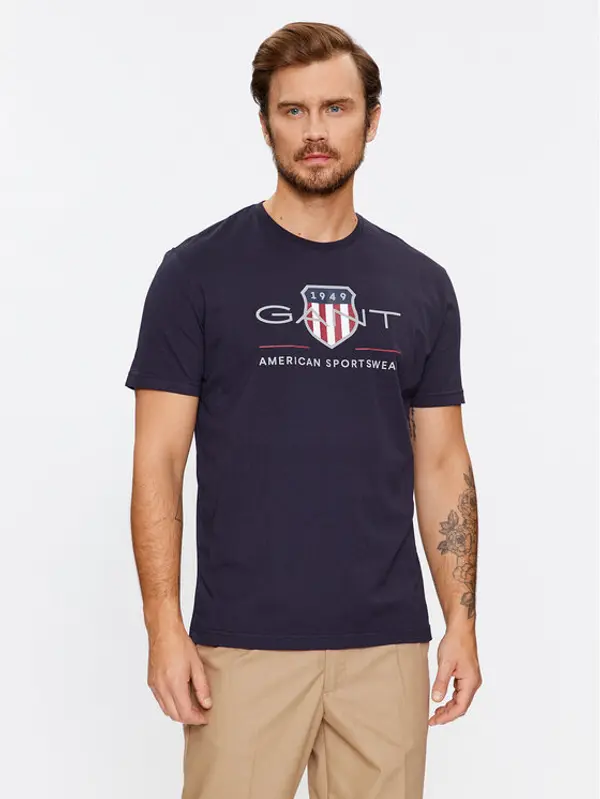 Gant Gant T-shirt Reg Archive Shield Ss 2003199 Tamnoplava Regular Fit