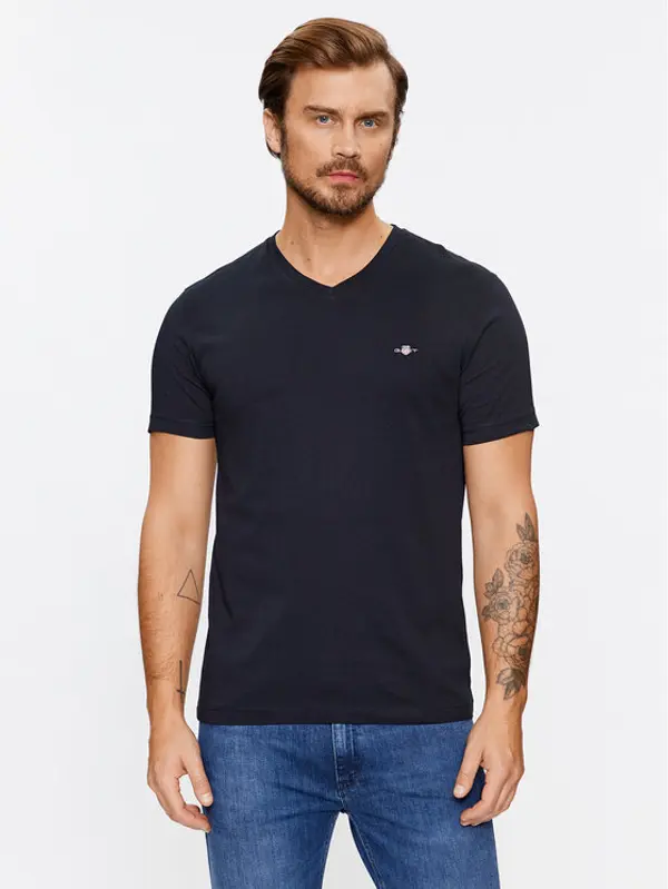 Gant Gant T-shirt Shield 2003186 Crna Slim Fit