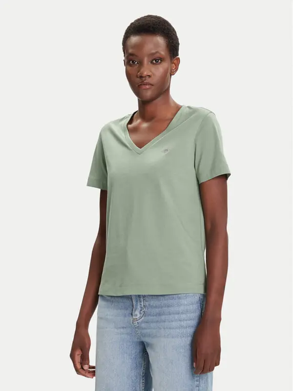 Gant Gant T-shirt Shield 4200750 Zelena Regular Fit