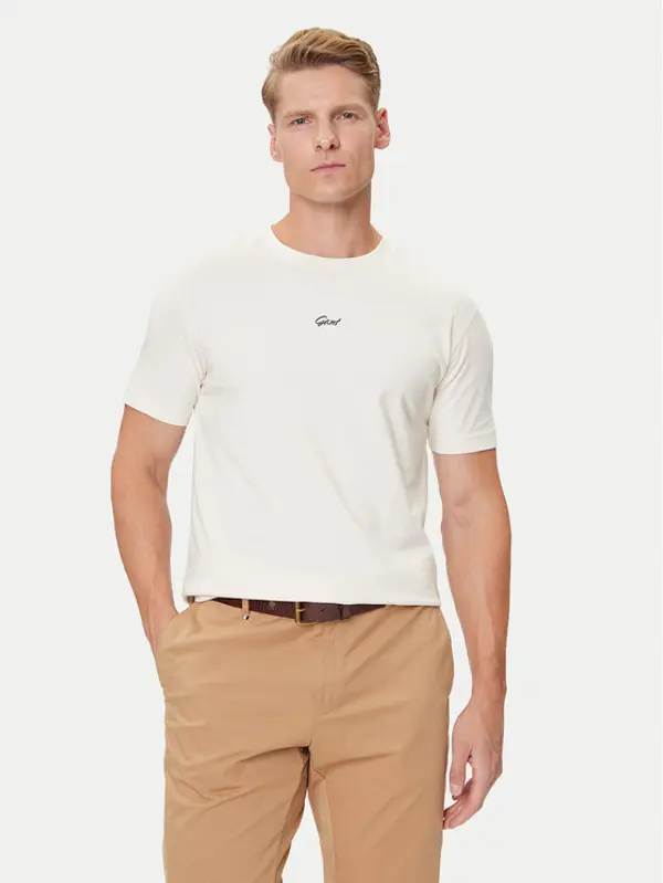 Gant Gant T-shirt Small Graphic 2003343 Écru Regular Fit