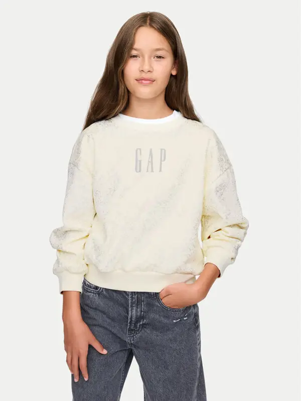Gap Gap Majica dugih rukava 628718 Écru Regular Fit