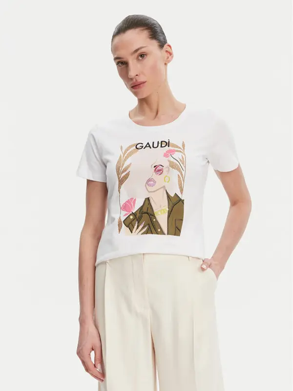 Gaudi Gaudi T-shirt 511BD64035 Bijela Regular Fit