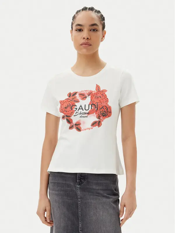 Gaudi Gaudi T-shirt 511FD64014 Écru Regular Fit