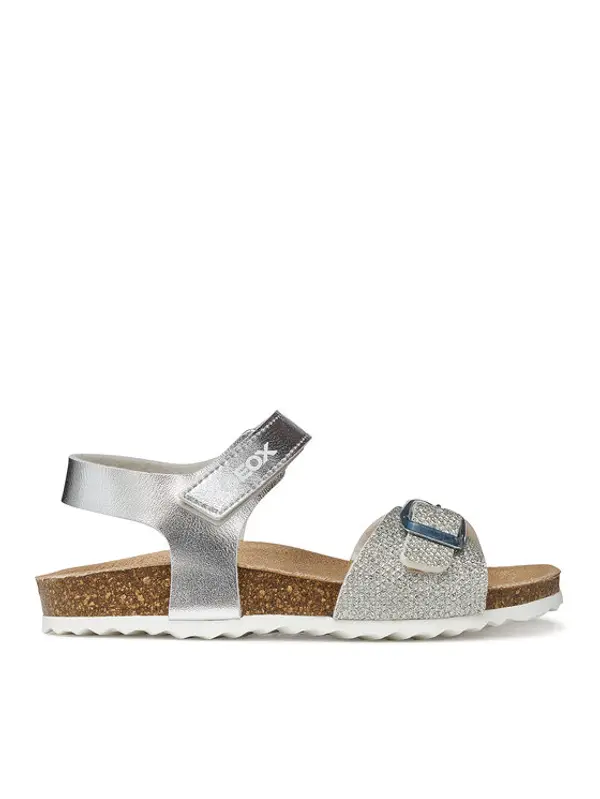 Geox Geox Sandale J Adriel Girl J028MC 0BNEW C1007 S Srebrna