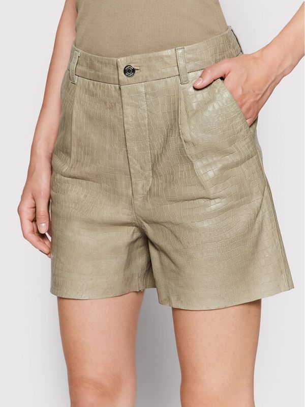 Gestuz Gestuz Kožne kratke hlače Petraligz 10906056 Zelena Regular Fit