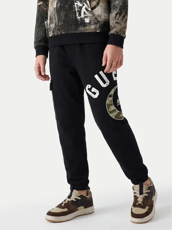Guess Guess Donji dio trenerke L6YB01 K4083 Crna Regular Fit