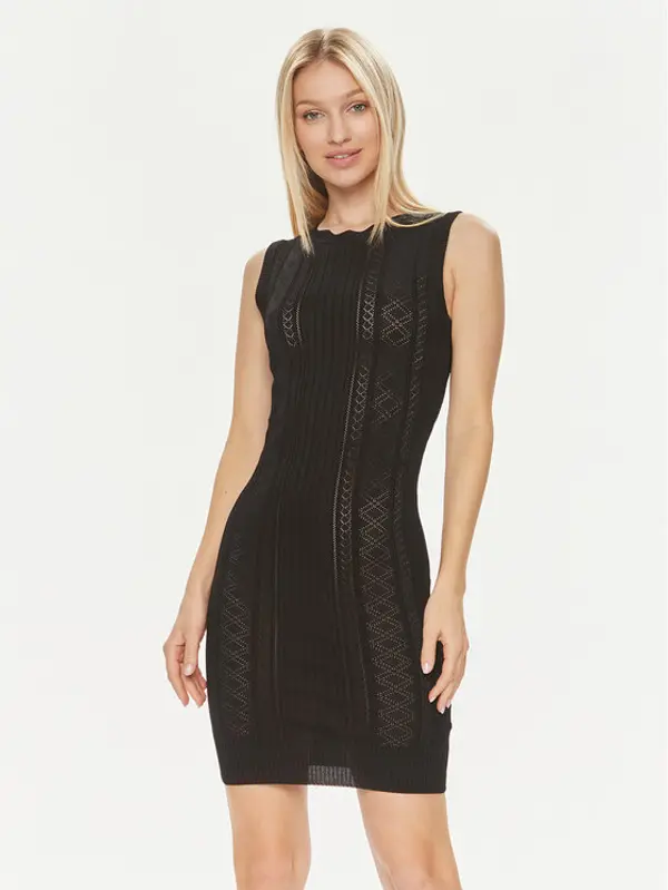 Guess Guess Džemper haljina Es Sl Adaline W4GK11 Z2U00 Crna Slim Fit
