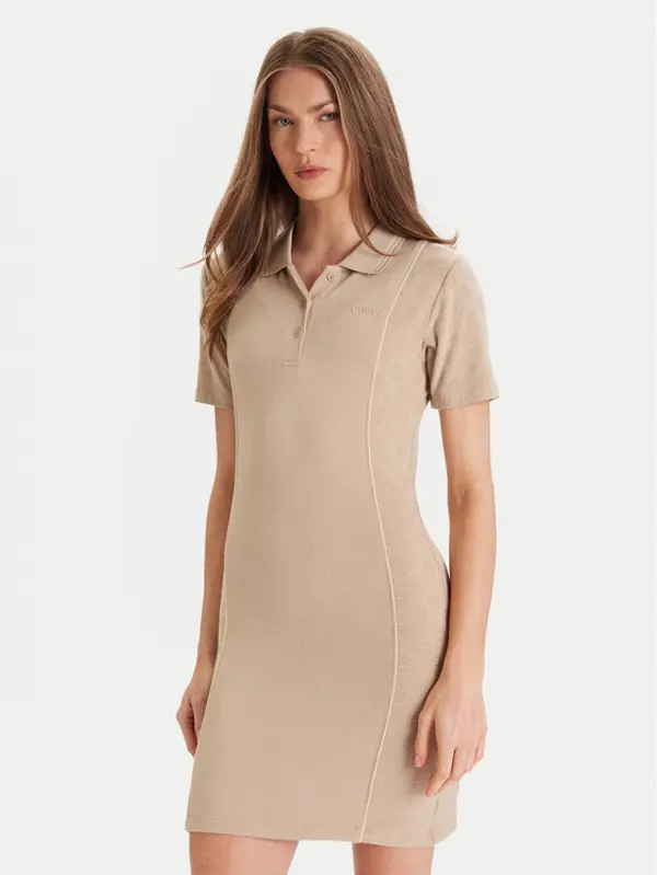 Guess Guess Džemper haljina V5YK00 KCX12 Bež Regular Fit