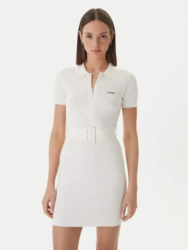 Guess Guess Džemper haljina V6RK08 Z4642 Bijela Slim Fit