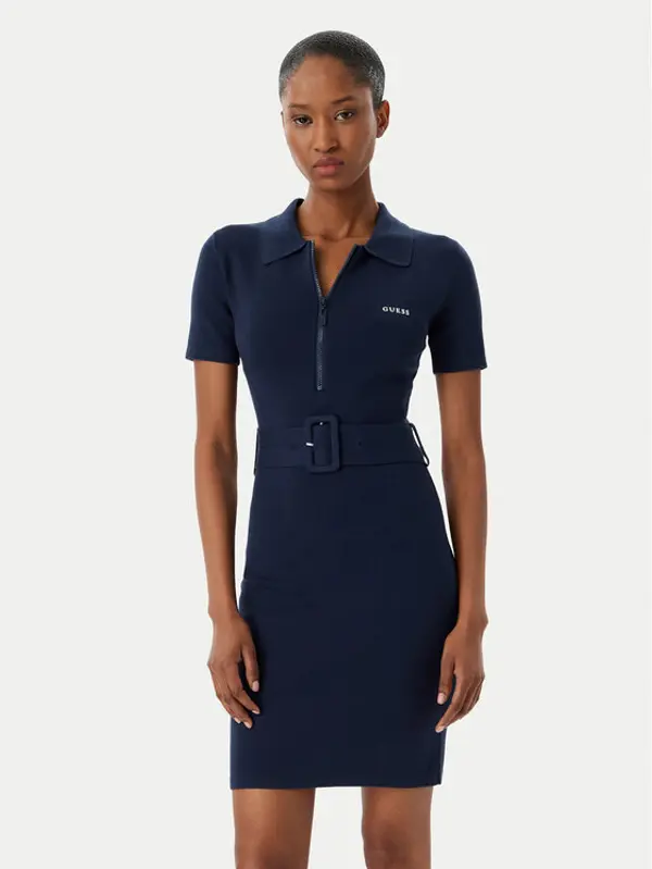 Guess Guess Džemper haljina V6RK08 Z4642 Tamnoplava Slim Fit