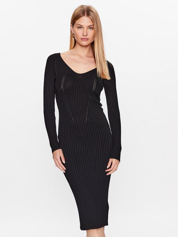 Guess Guess Džemper haljina W3YK21 Z2U00 Crna Slim Fit