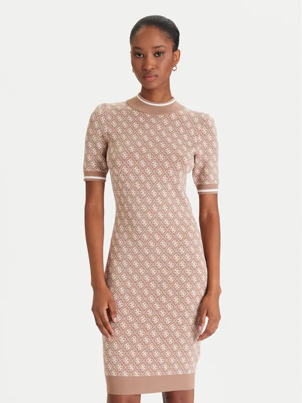 Guess Guess Džemper haljina W3YK39 Z37K0 Bež Regular Fit