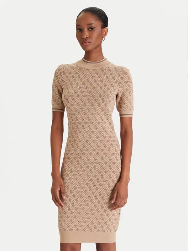 Guess Guess Džemper haljina W3YK39 Z37K0 Bež Slim Fit