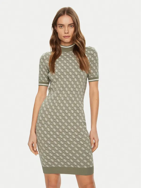Guess Guess Džemper haljina W3YK39 Z37K0 Zelena Regular Fit