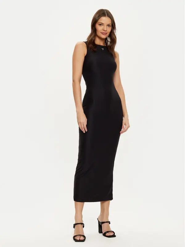 Guess Guess Džemper haljina W4YK0J KCDE0 Crna Slim Fit