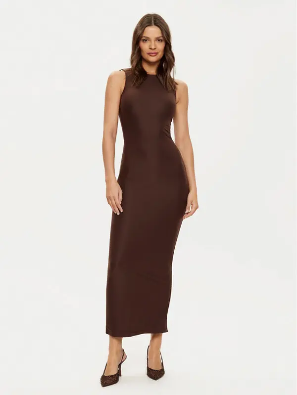 Guess Guess Džemper haljina W4YK0J KCDE0 Smeđa Slim Fit