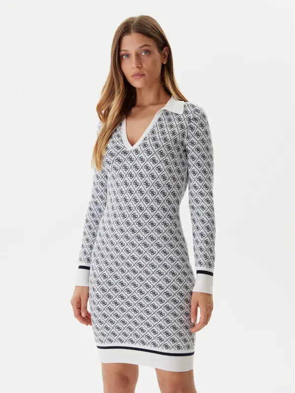 Guess Guess Džemper haljina W5BK25 Z3JD2 Écru Slim Fit