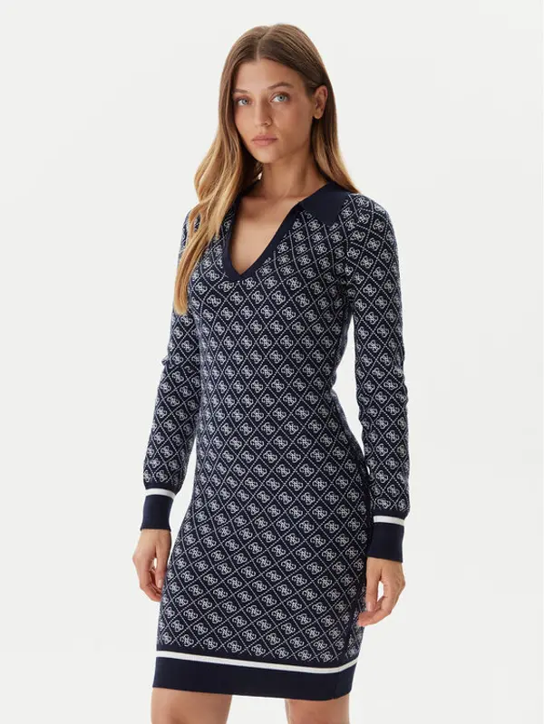 Guess Guess Džemper haljina W5BK25 Z3JD2 Tamnoplava Slim Fit