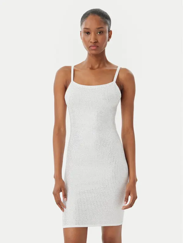 Guess Guess Džemper haljina W5GK45 Z3MN2 Bijela Regular Fit
