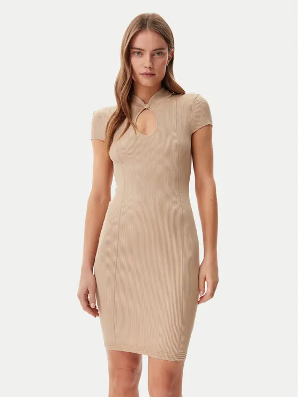 Guess Guess Džemper haljina W5GK46 Z3L10 Smeđa Slim Fit