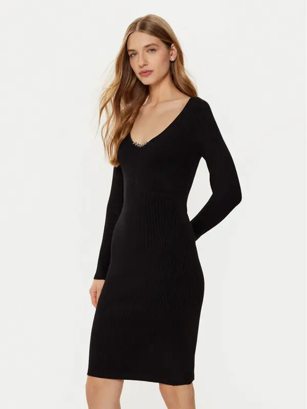Guess Guess Džemper haljina W5RK07 Z2YJ2 Crna Regular Fit