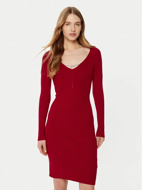 Guess Guess Džemper haljina W5RK07 Z2YJ2 Crvena Regular Fit