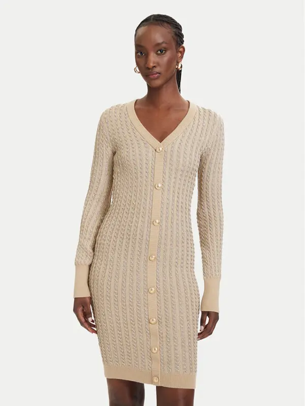 Guess Guess Džemper haljina W5RK09 Z3KT0 Bež Bodycon Fit