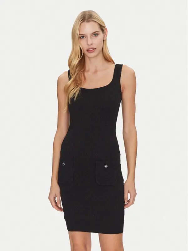 Guess Guess Džemper haljina W5RK17 Z2YJ2 Crna Slim Fit
