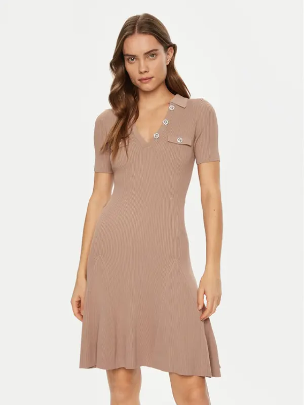 Guess Guess Džemper haljina W5RK18 Z2U00 Bež Regular Fit