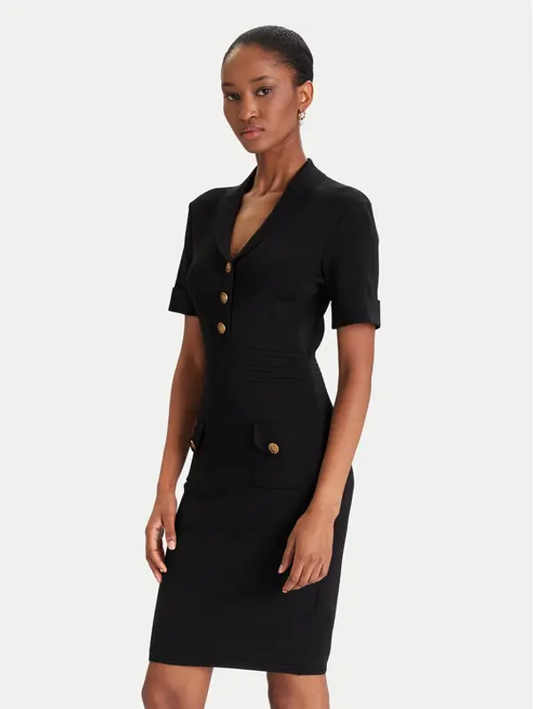 Guess Guess Džemper haljina W5YK29 Z0130 Crna Slim Fit