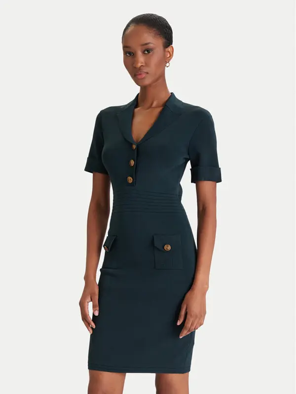 Guess Guess Džemper haljina W5YK29 Z0130 Zelena Slim Fit