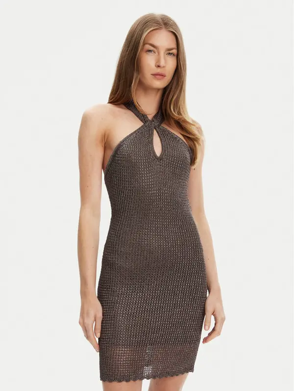 Guess Guess Džemper haljina W5YK34 Z24F0 Siva Slim Fit