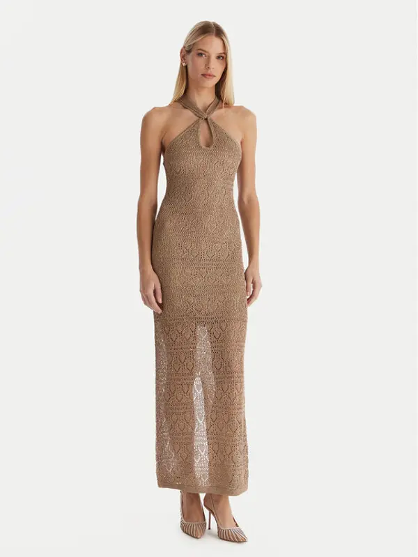 Guess Guess Džemper haljina W5YK48 Z37G0 Bež Slim Fit
