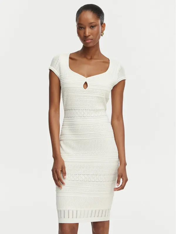 Guess Guess Džemper haljina W6GK21 Z0603 Bijela Regular Fit