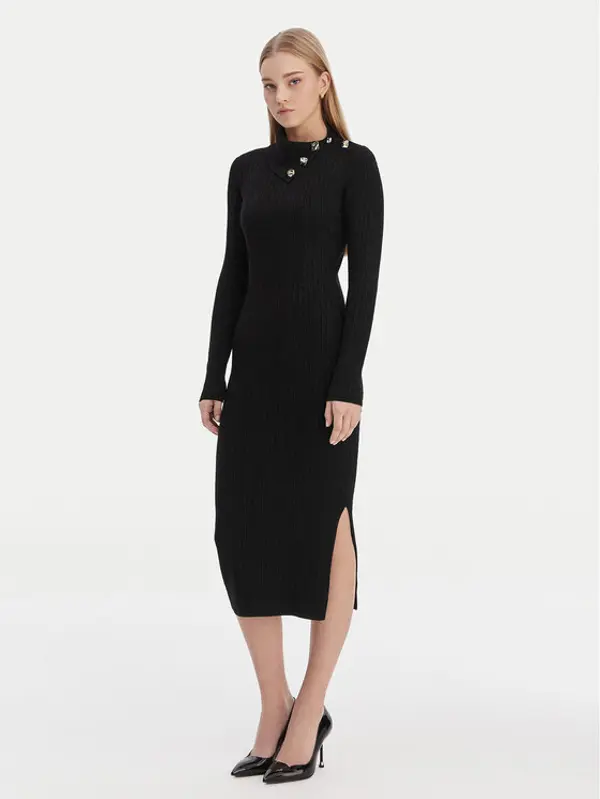 Guess Guess Džemper haljina W6RK01 Z2YJ2 Crna Regular Fit