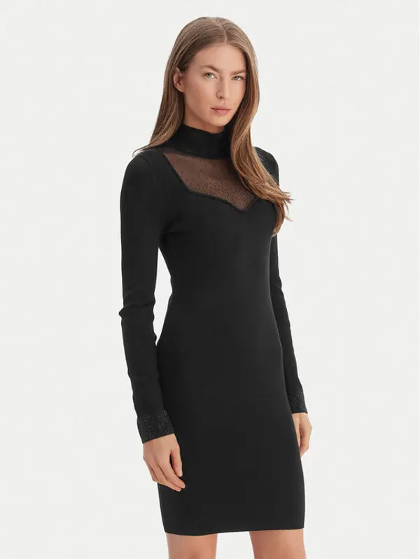 Guess Guess Džemper haljina W6RK61 Z4842 Crna Regular Fit