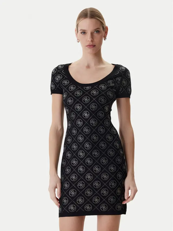 Guess Guess Džemper haljina W6RK92 Z3JD2 Crna Regular Fit