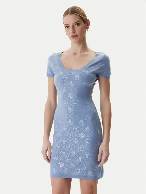 Guess Guess Džemper haljina W6RK92 Z3JD2 Svijetloplava Regular Fit
