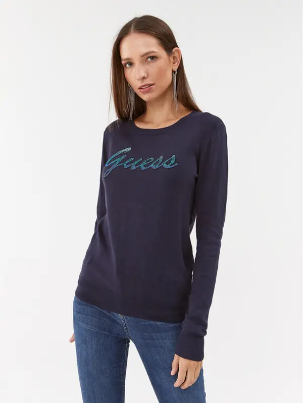 Guess Guess Džemper W3BR22 Z2NQ2 Tamnoplava Slim Fit
