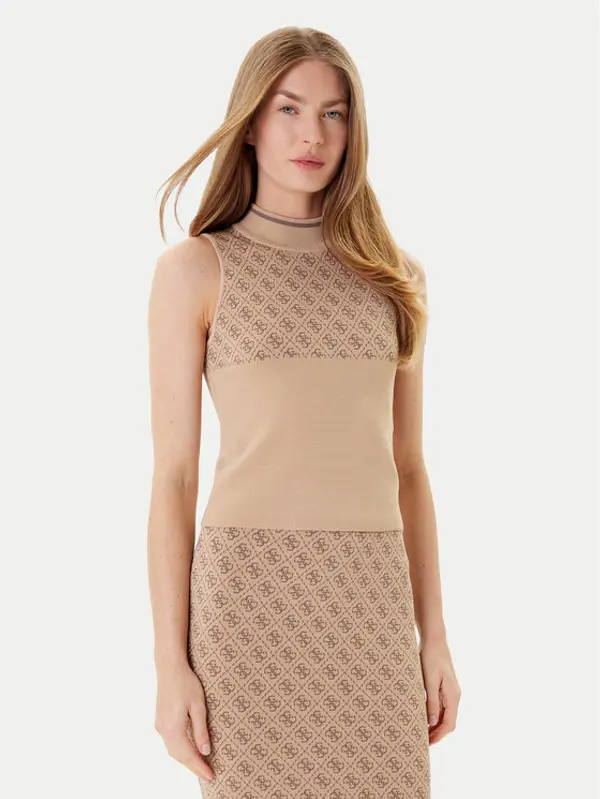 Guess Guess Džemper W3YR26 Z37K0 Bež Slim Fit