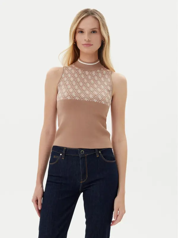 Guess Guess Džemper W3YR26 Z37K0 Smeđa Regular Fit