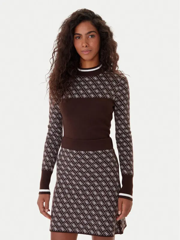 Guess Guess Džemper W5BR24 Z3JD2 Smeđa Slim Fit
