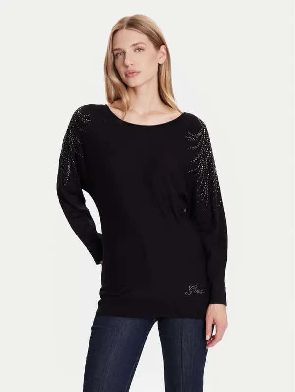 Guess Guess Džemper W5BR38 Z2NQ2 Crna Relaxed Fit