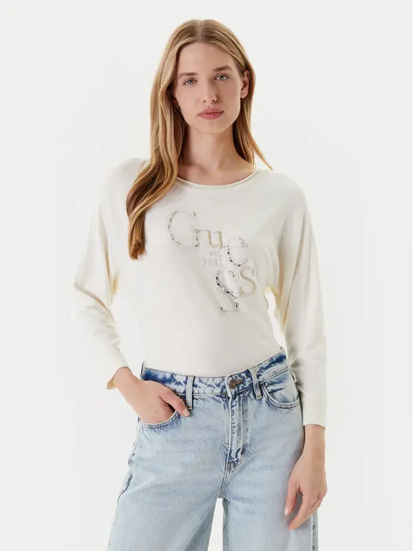 Guess Guess Džemper W5YR22 Z2NQ2 Écru Regular Fit