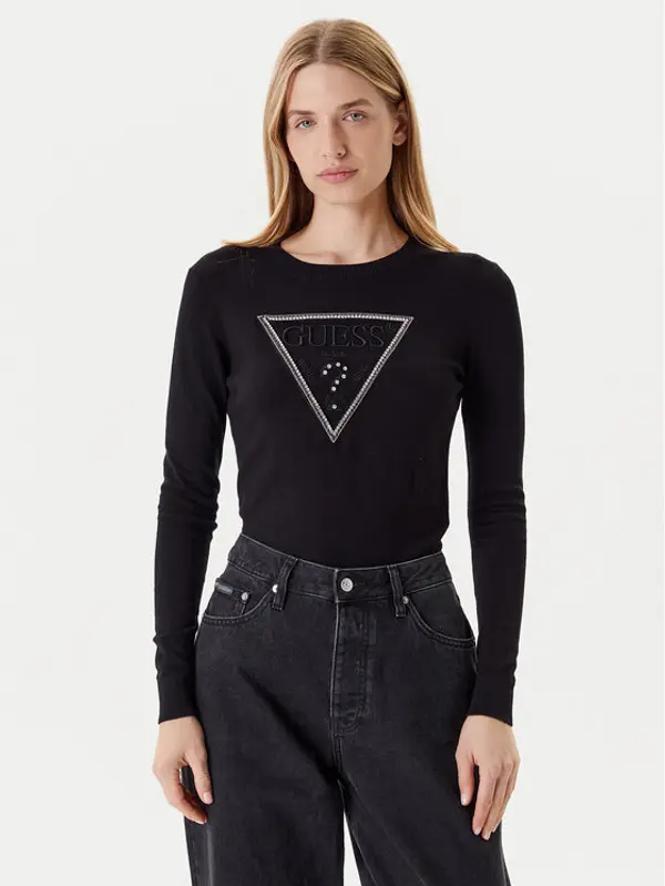 Guess Guess Džemper W5YR23 Z2NQ2 Crna Regular Fit